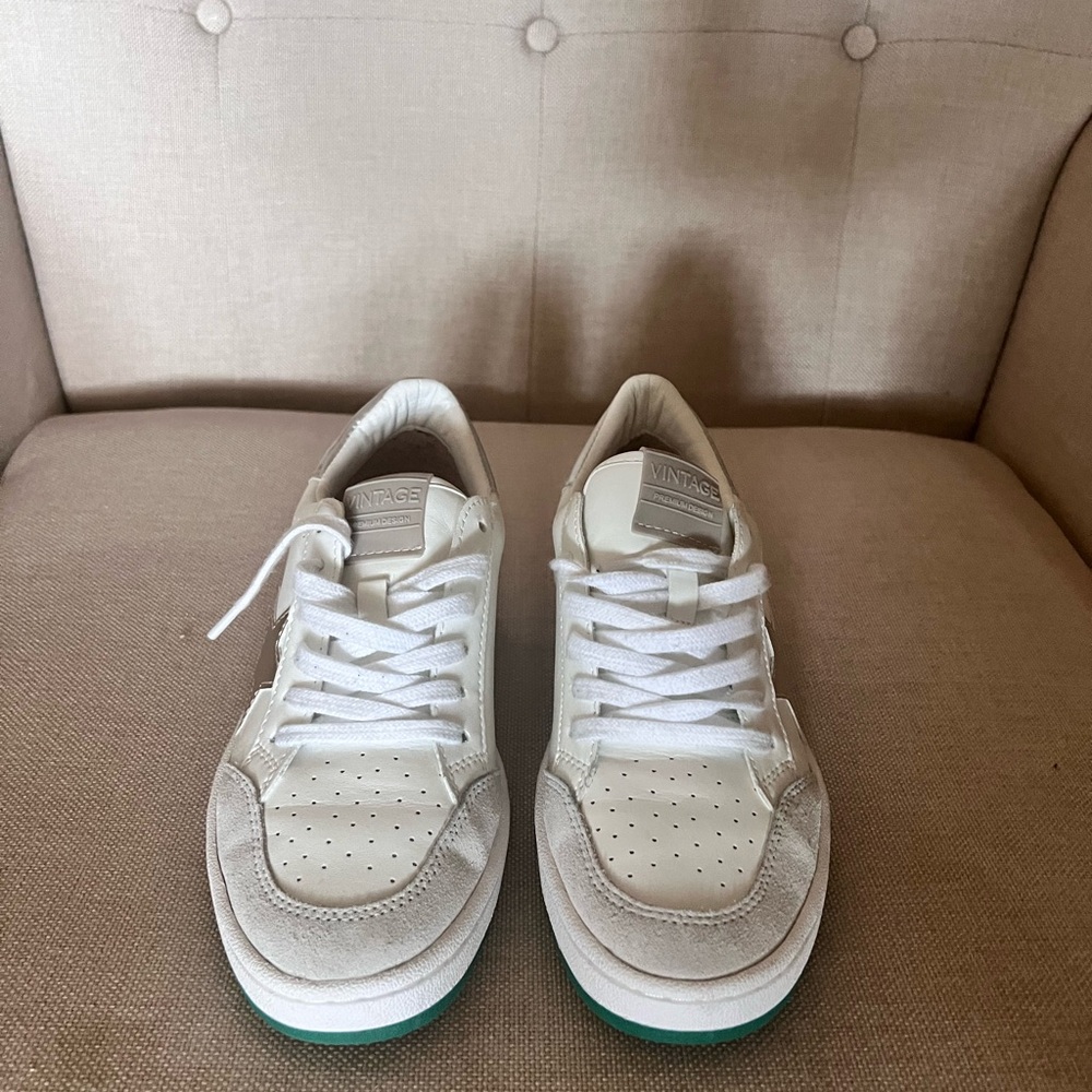 Converse White Sneakers with Green Accents